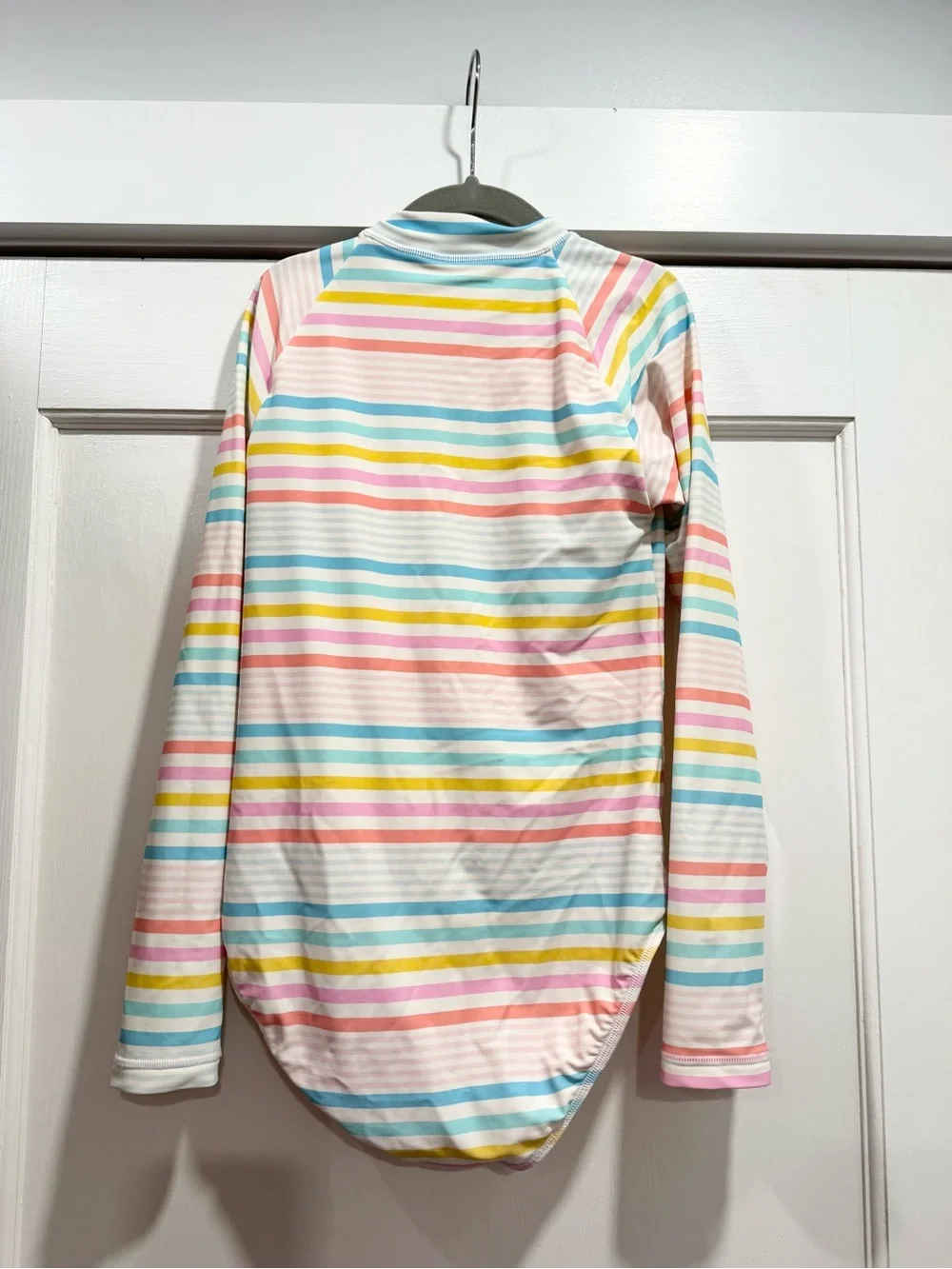 J.‎ Crew Girls' striped rash guard swimsuit 10 Rainbow Summer Vacation Beach